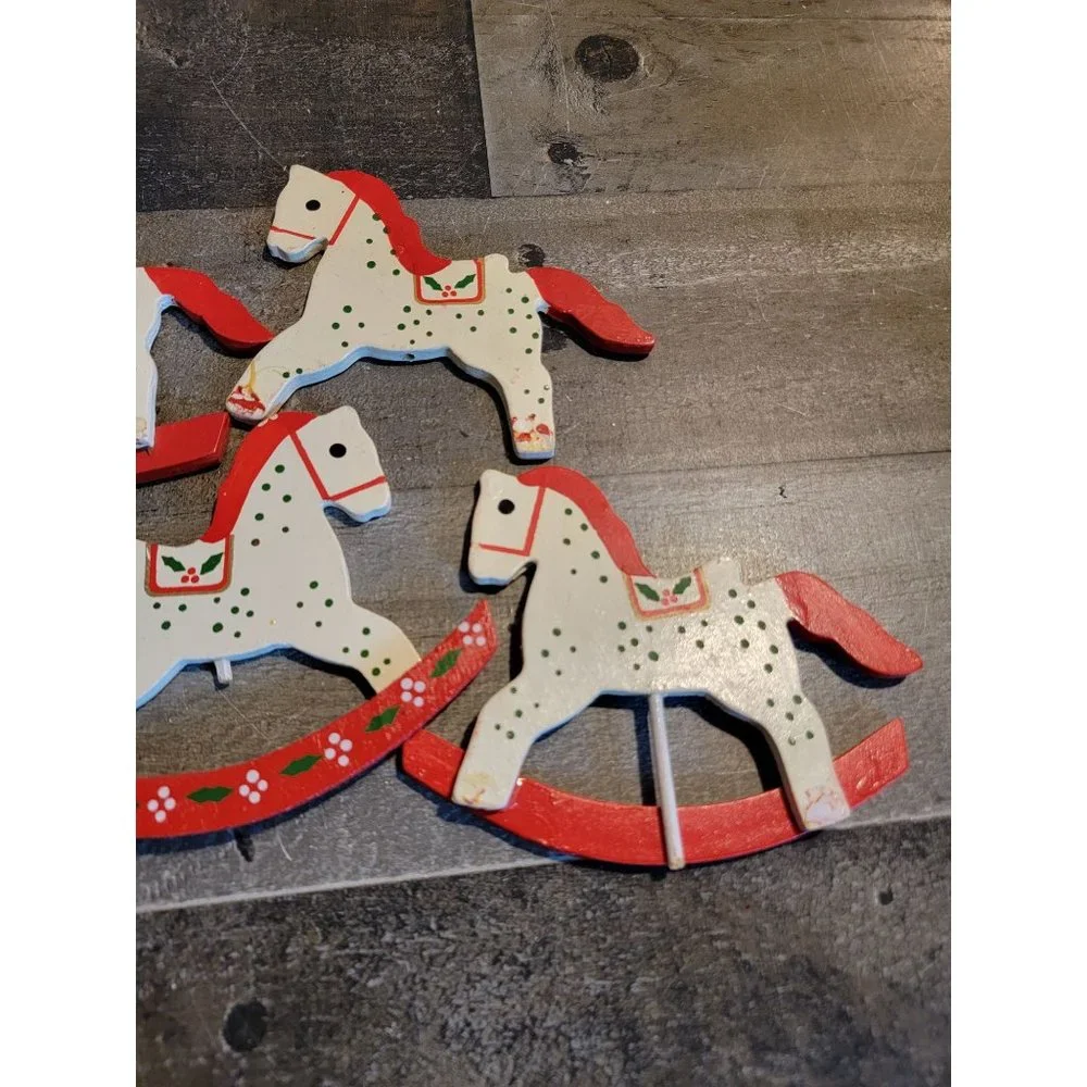 Wooden Rocking Horse‎ AS IS xmas decor set